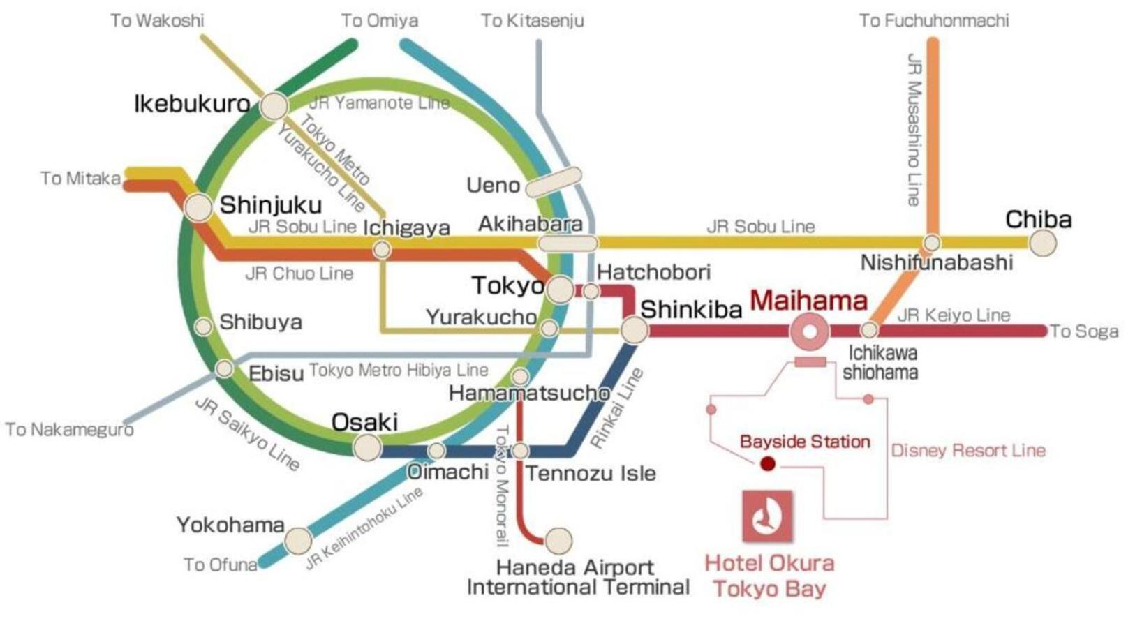 Hotel Okura Tokyo Bay Urajaszu Kültér fotó Location of the hotel
